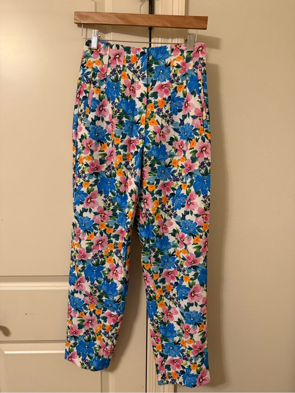 Zara Floral Trousers in Blue, Pink & Green